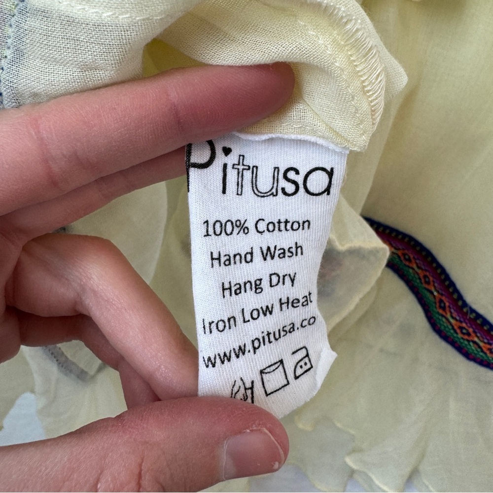 Pitusa womens off white sheer Sorbet eve tiered flowy cotton dress size petite - Picture 5 of 10